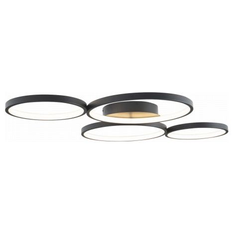 Plafonnier moderne noir 4 anneaux LED 67W Maxlight