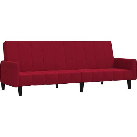 vidaXL Divano Letto a 2 Posti Rosso Vino in Velluto (1/5)