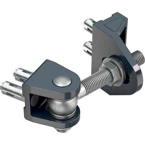 Locinox – Gond de fixation pour portail acier à visser – Insert Quick-Fix pour installation rapide – Oreille en U et GRIP aluminium – Réglable jusqu'à 17,5 mm