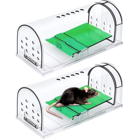 Lot de 2 Piège à Souris Vivante, Piège À Souris Réutilisable pour Rongeurs, Attrape Souris Libération sans Contact, Attrape Souris Intelligent avec Trou pour Cuisine, Jardin, Maison, Grenier, Garage (1/5)