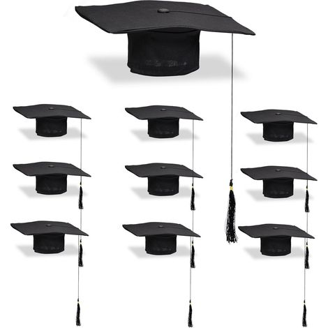 Lot de 10 casquettes de remise de diplôme, ajustement universel (1/2)