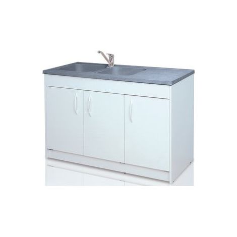 Meuble sous évier KIT en 120cm blanc GENTE 3 portes