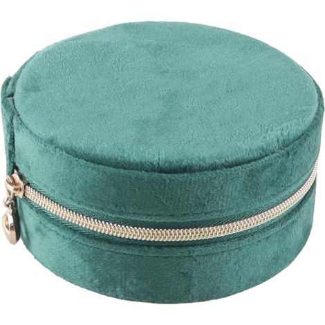 Mini boîte à Bijoux de Voyage en Velours, Organiseur de Voyage, Petit Organiseur de Rangement pour bagues, Boucles d'oreilles, Colliers et Bracelets, Vert foncé (1/5)