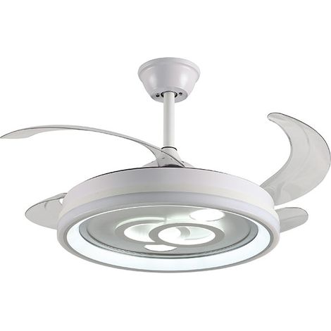 Ventilator dc dafne weiß, 4 einziehbare Flügel, 72w led 300040006000k, h.35xd.108/50cm