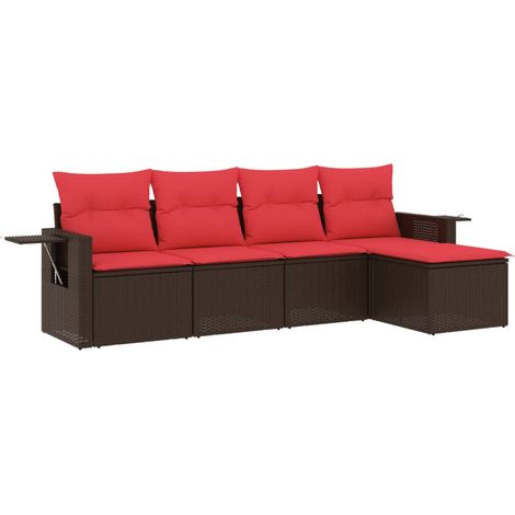 Maison Exclusive - 5-teiliges Gartensofa-Set mit Kissen, braun, P