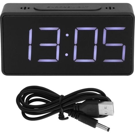 Reloj electrónico sencillo, despertador LED de mesita de noche con función de repetición, para uso doméstico por estudiantes (Negro) (1/5)