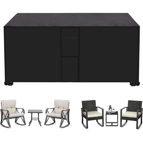Housse de protection mobilier jardin 150x130x90cm imperméable 420D Oxford anti-UV neige pluie, cache-meuble extérieur résistant aux intempéries, anti-poussière pour table chaise canapé terrasse, noir (1/5)
