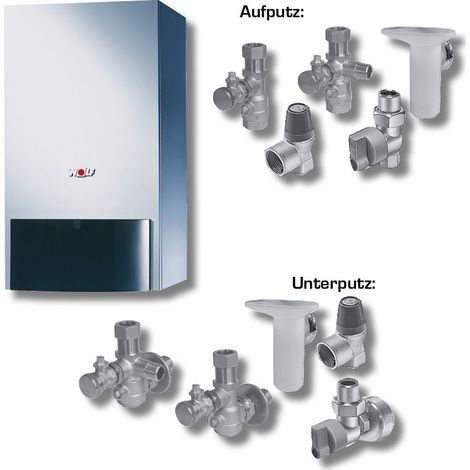 Wolf Heizwerttherme Paket CGU-2-10 Erdgas E, mit Bedienmodul BM, Anschluss-Set Unterputz