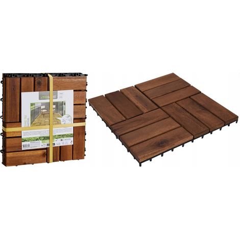Dalles de sol de balcon/terrasse en bois 30x30 cm, lot de 4
