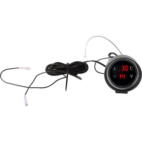 Voltmètre numérique 2 en 1 DC 9V à 36V avec thermomètre à eau, sonde 10mm, affichage LED rouge pour voiture (1/5)