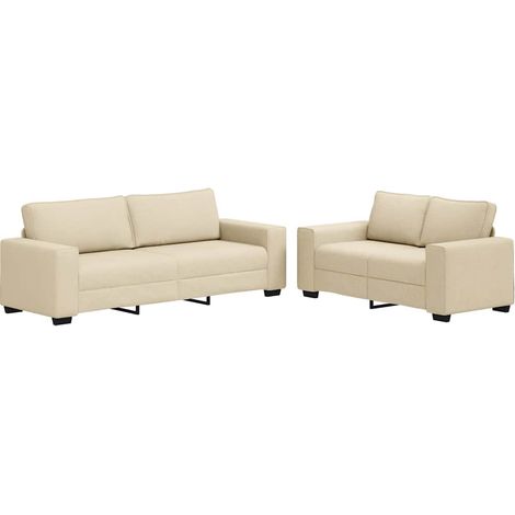 Set di Divani 2 pz con Cuscini Crema in Tessuto vidaXL (1/5)