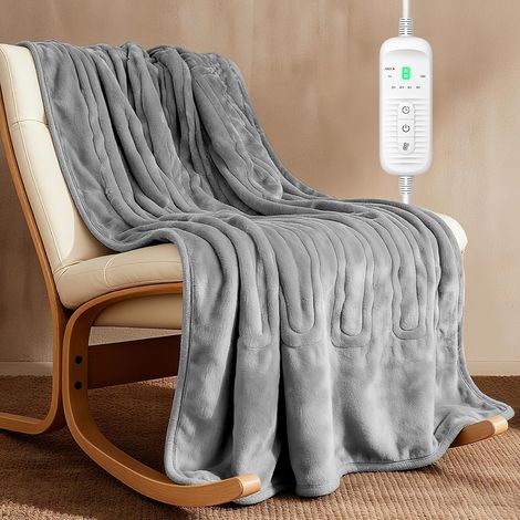 Couverture Chauffante 180x130 cm Double Flanelle 9 Niveaux de Température & Minuterie 1-10H, Lavable en Machine, Chauffage Rapide de 150 W, Plaid Chauffant Doux & Confort Pour 1-2 Personnes tendre (1/5)