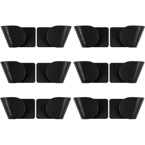 Lot de 6 paires de Étagères à casseroles , porte-couvercles, organiseur pour Pannenrek de casseroles, support de rangement pour armoires de cuisine, réglable, ABS, noir, 8 x 5 x 4,5 cm, autocollant (1/5)