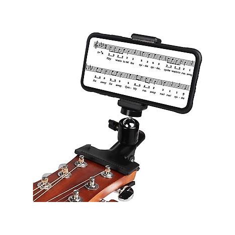 Handyhalterung – Smartphone-Halterung – Handyhalterung für Gitarre und Bass – Halterungsclip für Live-Übertragungen – Kopfhörerhalterung für Gitarre – Kunststoff – Schwarz