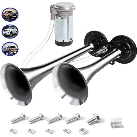Klaxon à air électrique double trompette 150dB, 12 V, avec compresseur, pour voiture, camion, bateau marin (1/5)