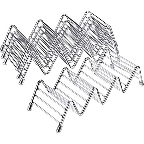 Support à tacos en acier inoxydable, 4 pièces, pour jusqu'à 16 tacos à coque dure ou molle (1/5)