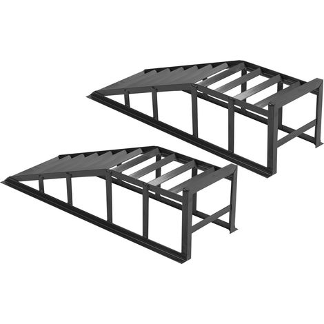 Lot 2 rampes réglables grises, 2000 kg, antidérapantes, pour voitures, SUV et fourgonnettes, chargement sécurisé (1/5)