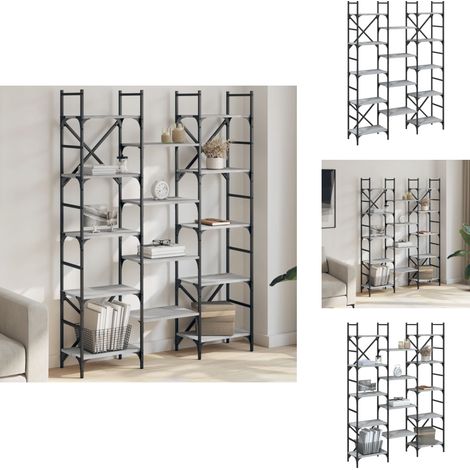 Bücherregal Grau Sonoma 127,5x28,5x172,5 cm Holzwerkstoff - BucheRegal - Bücherregal Grau - Regal Aus Holz - Holzwerkstoff Regal - Wohnzimmer Regal (1/5)