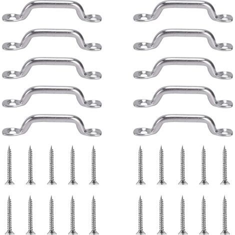 10 pièces Plaque à œil en Acier Inoxydable, Fixation à œillet en Acier Inoxydable, Poignée de Bateau, Boucle de Pont pour Kayak, Sangles à œil,avec vis, adaptées au gréement de Kayak canoë