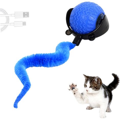 Juguete interactivo Speedy Tail para gatos, ideal para gatos de interior, con forma de pelota y cola, recargable por USB. Pelota interactiva con 3 modos de funcionamiento para aliviar la ansiedad (azu