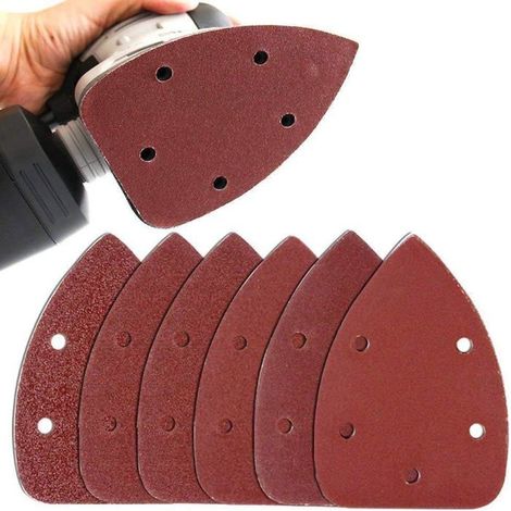KLVGTIFS PU40 feuilles abrasives triangulaires pour ponceuses 140 mm, papier de verre de détail 5 trous 1 paquet (1/5)