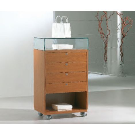 Banco Vetrina con 4 Cassetti e Bacheca 62X40X105cm LL OF6105B Colore Grigio (1/2)