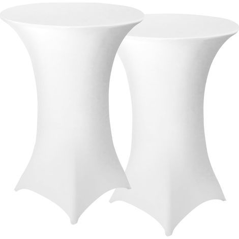 Lot de 2 housses de table à cocktail en élasthanne, coins carrés, pour événements (blanc, diamètre 80110 cm) (1/4)