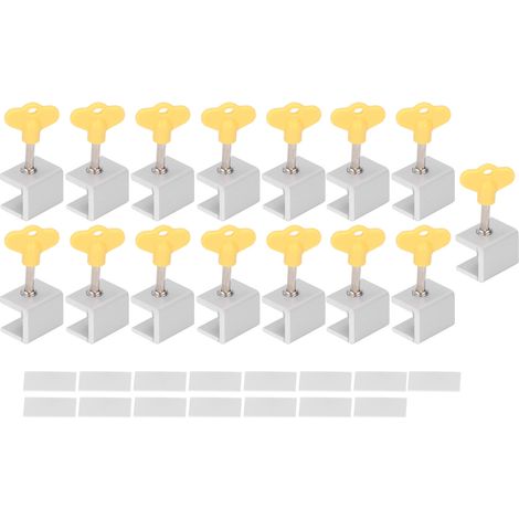 15Pack Kit de verrou coulissant avec clé, trou unique, réglable, sécurité enfant pour fenêtre coulissante, argent