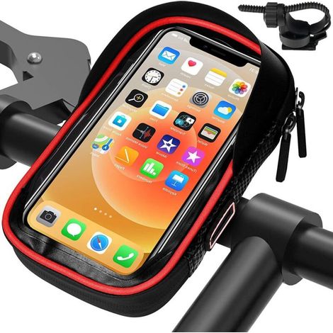 Vélo Rahmentasche Étanche, 7 Pouces Sacoche de Guidon Handyhalterung Oberrohrtasche sacoche de guidon support de téléphone portable de TPU Sensible de l'écran Tactile pour téléphone portable avec Kopf
