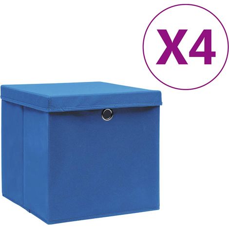 Boîtes de rangement avec couvercles 4 pcs-Coffre de rangement-Stockage Rangement 28x28x28 cm Bleu 294283 (1/5)
