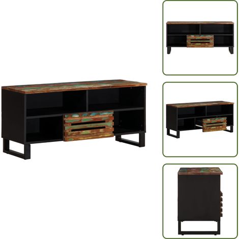 Mobile TV con Scomparti - vidaXL Mobile Porta TV 100x34x46 cm in Legno Massello di Acacia - Mobile TV con Spazio Portaoggetti