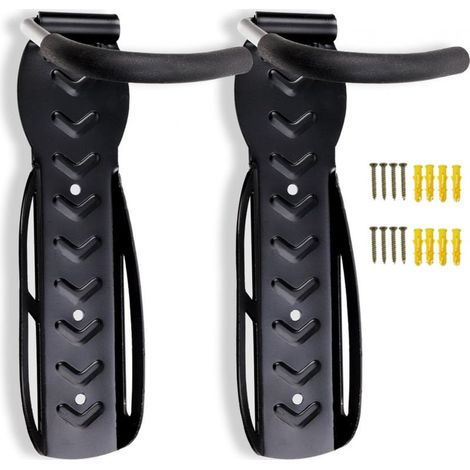 Lot de 2 supports à vélos muraux, support noir pour 2 vélos.