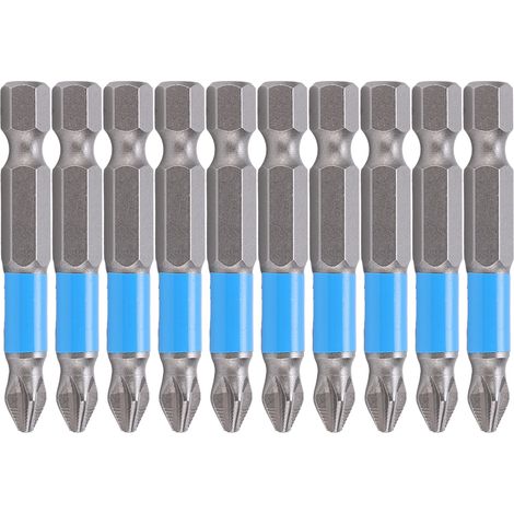 Lot de 10 embouts cruciformes PH2 50mm S2 magnétique antidérapant pour visseuse électrique, idéal pour meubles domestiques