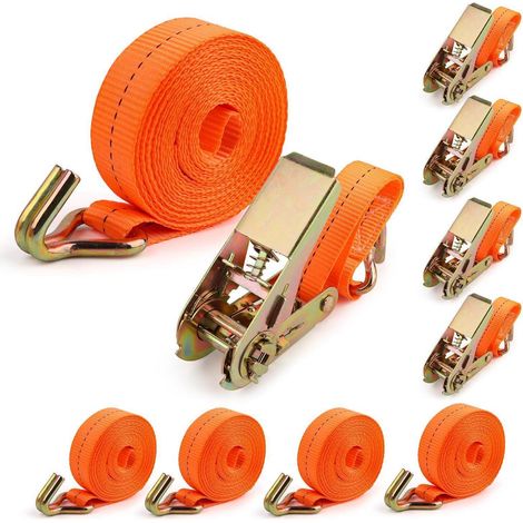 4er Set Spanngurte mit Ratsche und Haken, 4m x 25mm, bis 800kg, für Auto & Anhänger
