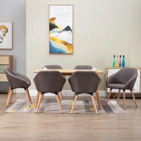 vidaXL Chaises à manger lot de 6 taupe tissu (1/5)