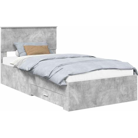 Maison Exclusive - Bettrahmen mit Kopfteil Beton Grau 100 x 200 c