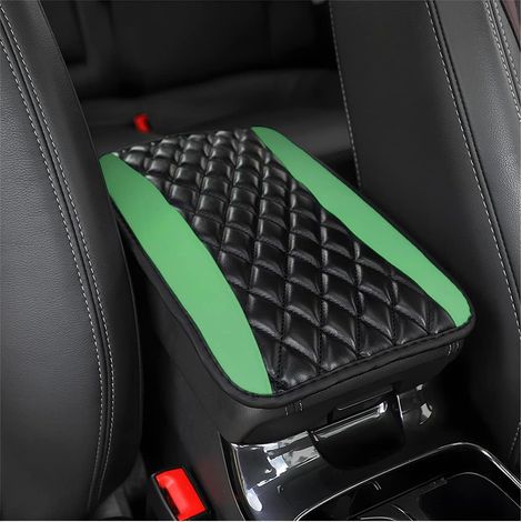 Coussin de console centrale de voiture, housse de protection universelle en cuir imperméable pour accoudoir et siège, accessoire de décoration confortable pour voiture (vert)