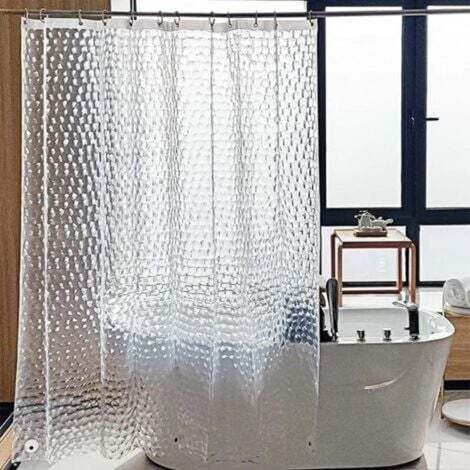 [JAMAIS UTILISÉ] Rideau de Douche Anti Moisissure 180 X 200 cm, 3D Semi Transparent EVA Rideaux de Douche Lavable avec 12 Crochets, Imperméable Antibactérien Séchage (1/4)