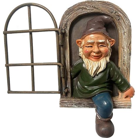 Statue de Nain Jardin Polyrésine,Sculpture d'arbre lunatique Décoration de jardin Gnome de 14cm pour Noël Ornement en résine imperméable d'intérieur pour Yard Art Garden
