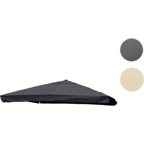 Toile pour parasol de luxe HWC-A96 avec rabat 3x4m (Ø5m) polyester 4kg gris crème (1/5)