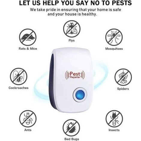Répulsif à ultrasons contre insectes et rongeurs Lot de 6 appareils sans toxique, efficace contre moustiques, cafards, araignées (1/4)