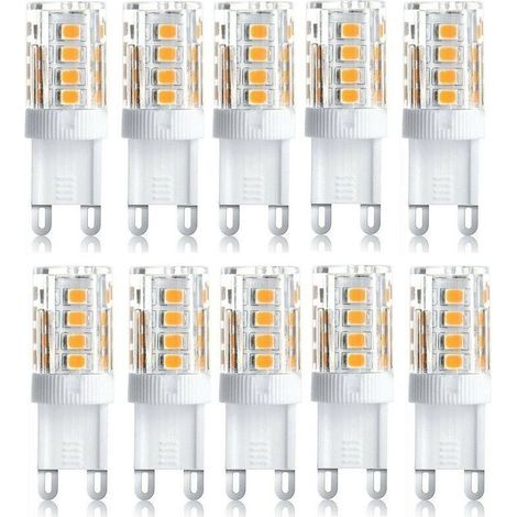 Pack of 10 LED spotlights, decorative LED lights, G9 LED bulbs, 5W warm white/cool white, energy-saving LED bulbs, replacement halogen bulbs, AC 230V non-dimmable (1/5)