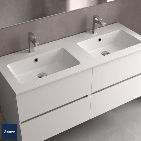Lavabo VILNA 1405 double sans siphon ni bonde click MINERALSOLID MAT 1405 x 460 x 15 mm (1/3)