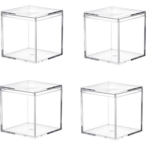 quadratische, hochtransparente Aufbewahrungsboxen aus Kunststoff für Kosmetikartikel, kleine Perlen und Schmuckaccessoires