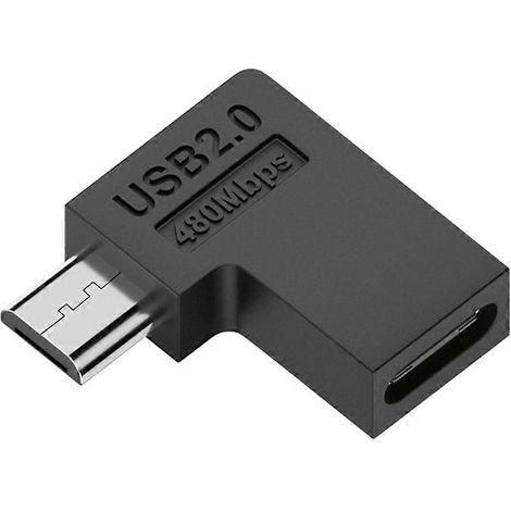 Adaptateur d'extension coudé à 90 degrés Micro USB mâle vers Type-C femelle USB C (1/5)
