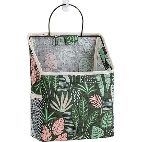 Sac de rangement mural coton lin imperméable peut être utilisé pour chambre salle de bain cuisine vert (1/5)