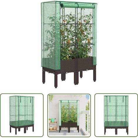 vidaXL Jardinière surélevée avec housse aspect rotin 80x40x140 cm (1/5)