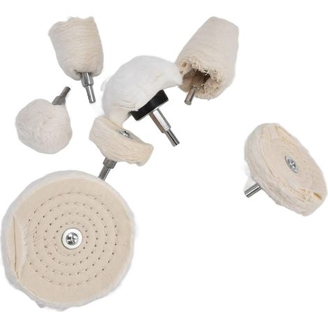 Ensemble de 7 disques de polissage, tige de 6,35 mm, tampon de polissage en tissu de coton, abrasif. (1/5)