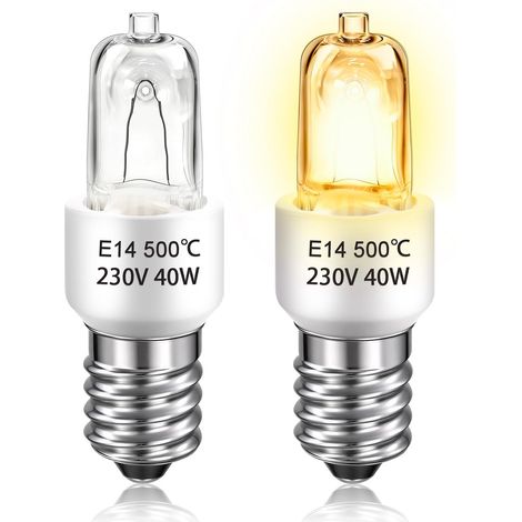 Ampoule Four 40 W 500 degré E14 230 V Dimmable Blanc Chaud 2800K Résistante à la Chaleur 500 C Ampoule E14 pour Four Micro ondes Hotte 55 virgule 5 mm (1/4)