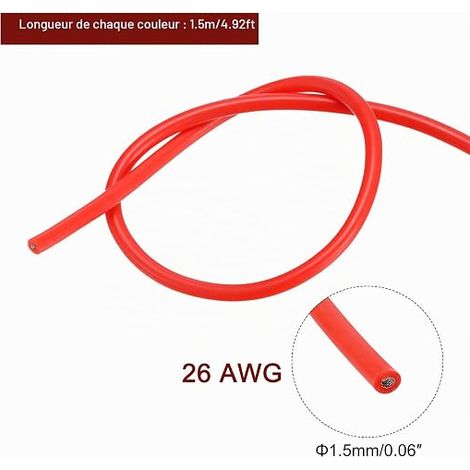 Silicone Wire 26AWG Electric Stranded Wire Flexible Wire Tinned Copper Wire Connecting Wire Color Car Model Electric Appliances (1/4)